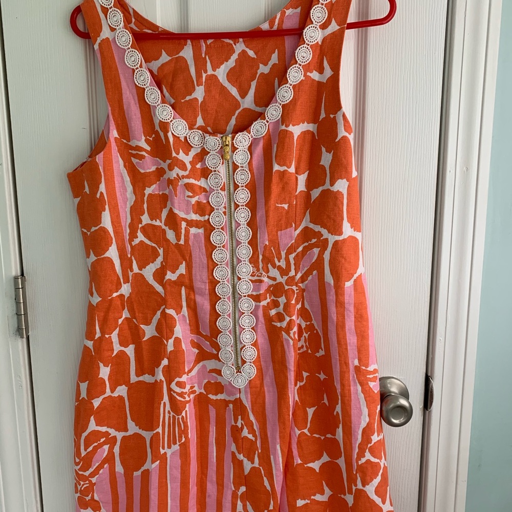 Pink and orange giraffe Lilly Pulitzer dress